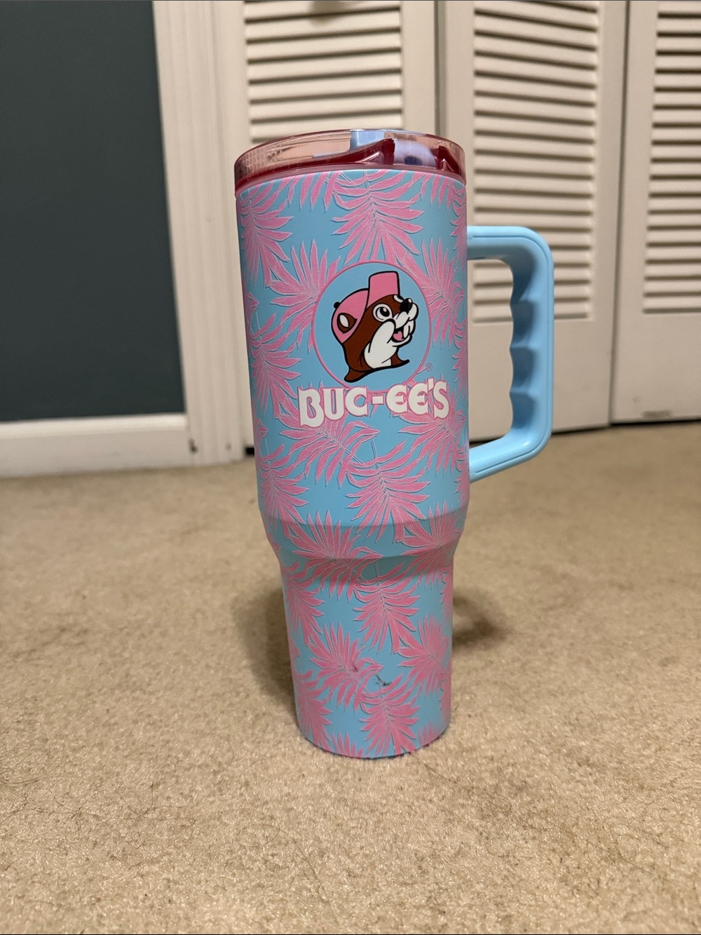Buc-ee’s Pink & Blue Travel 40oz Tumbler with Handle